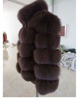 Manteau de fourrure de renard Manteau Hiver Chaud Réel