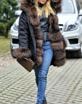Parka avec capuche en fausse fourrure pour femme